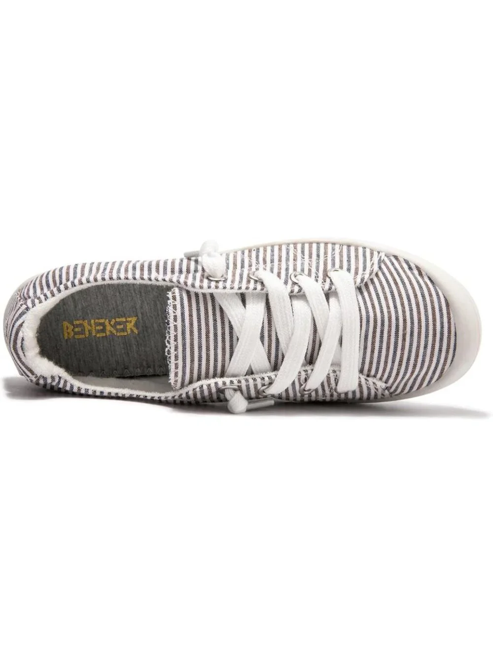 Women's Blue Stripe Tennis Shoes Classic Canvas Low Top Athletic Running Sneaker